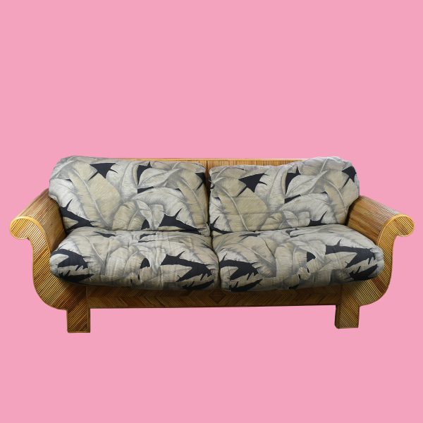 Sculptural Pencil Reed and Woven Rattan Sofa