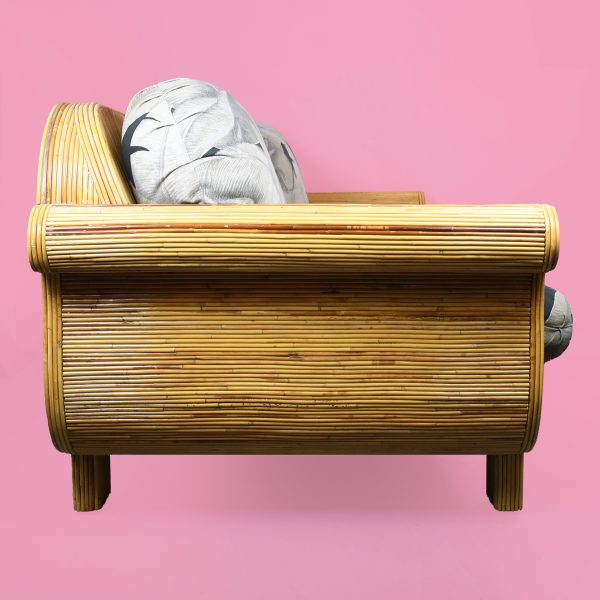 Sculptural Pencil Reed and Woven Rattan Sofa