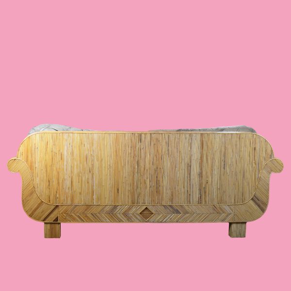 Sculptural Pencil Reed and Woven Rattan Sofa