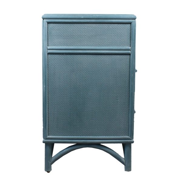 Seafoam Ficks Reed Style Rattan and Grasscloth Dresser