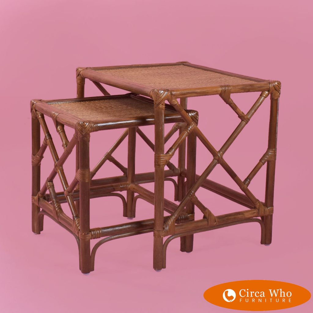 Set of 2 Rattan Nesting Tables Circa Who