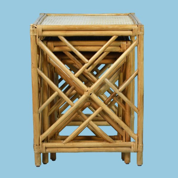 Set of 3 Bamboo Fretwork Nesting Tables