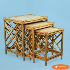Set of 3 Bamboo Fretwork Nesting Tables