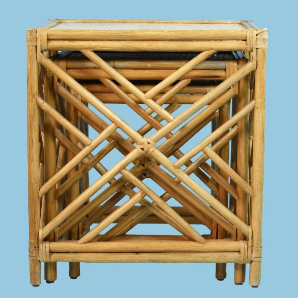 Set of 3 Bamboo Fretwork Nesting Tables