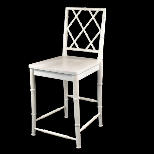 Set of 3 Faux Bamboo White Counter Stools