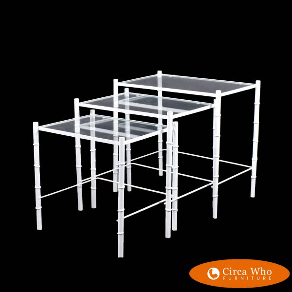 Set of 3 Faux Bamboo Metal Nesting Tables