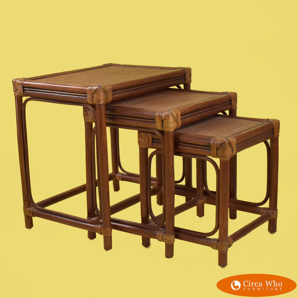 Set of 3 Rattan Nesting Tables Circa Who