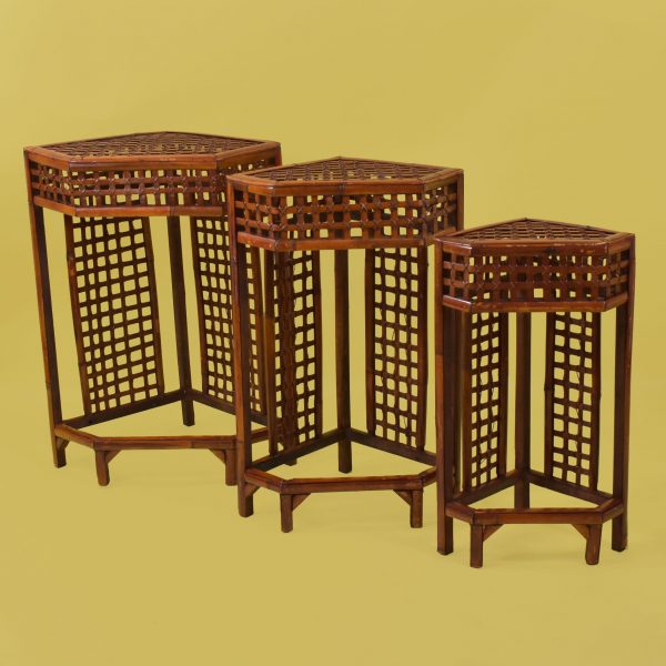 Set of 3 Split Bamboo Nesting Corner Tables