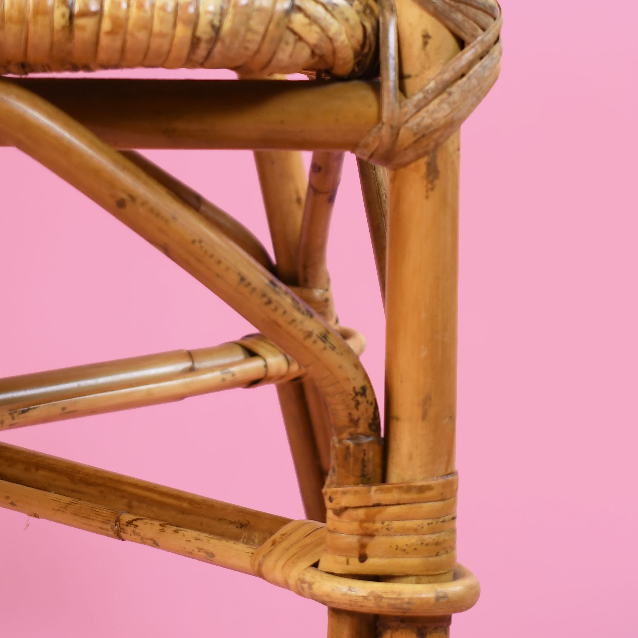 Set of 4 Bamboo and Woven Rattan Arm Chairs