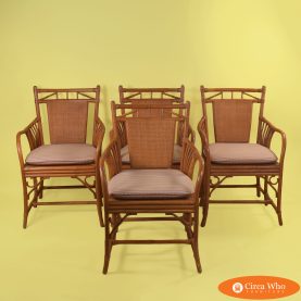 Set of 4 British Colonial Rattan Armchairs