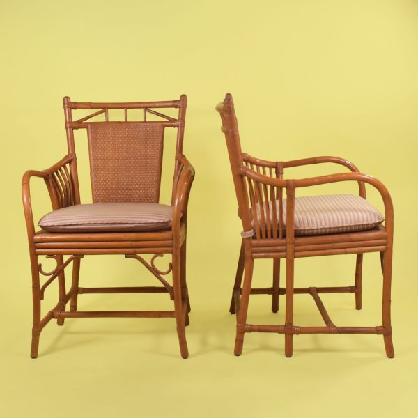 Set of 4 British Colonial Rattan Armchairs