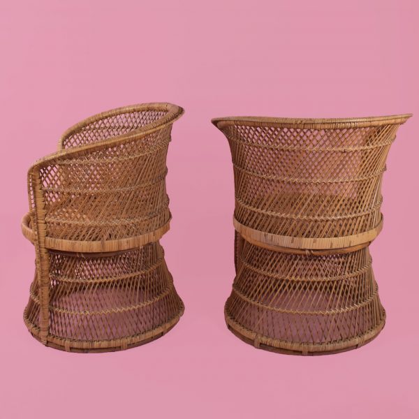 Set of 4 Buri Rattan Barrel Chairs