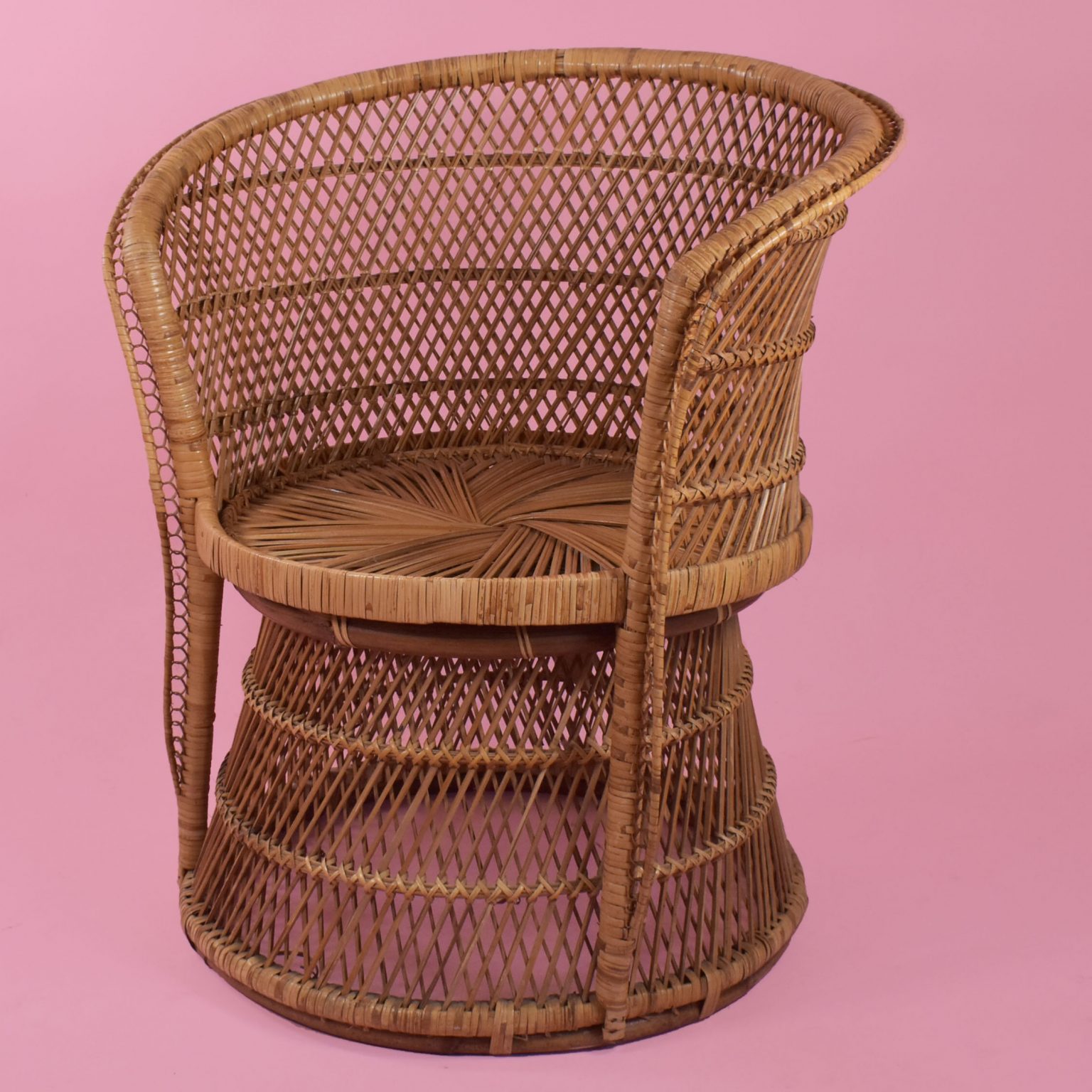 Set of 4 Buri Rattan Barrel Chairs Circa Who