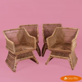 Set of 4 Buri Rattan Lounge Chairs