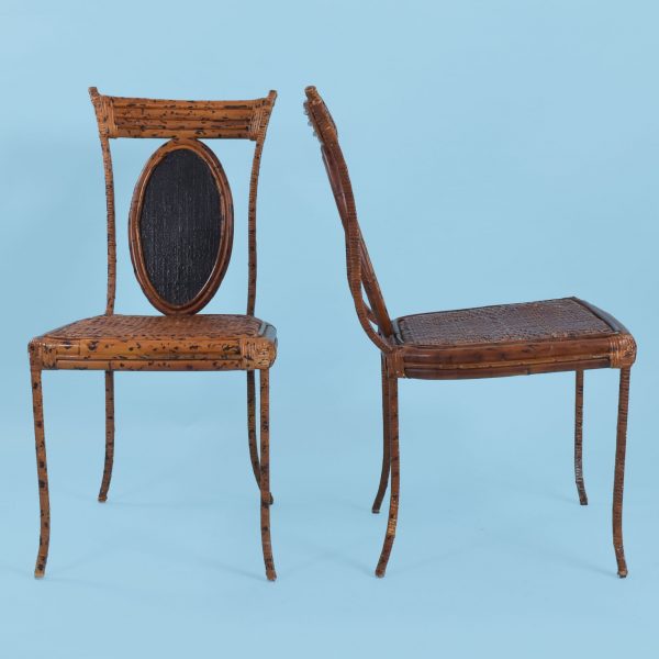 Set of 4 Burnt Bamboo Tortoise Chairs