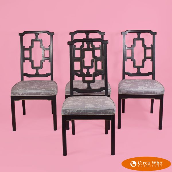 Set of 4 Chinoiserie Fretwork Chairs