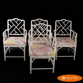 Set of 4 Chippendale Arm Dining Chairs