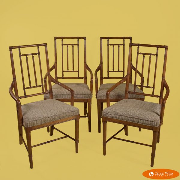 Set of 4 Faux Bamboo Arm Chairs