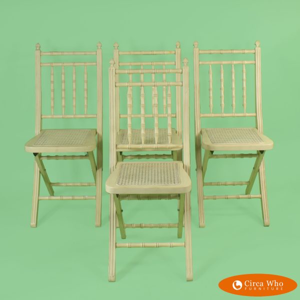 Set of 4 Faux Bamboo Cane Folding Chairs