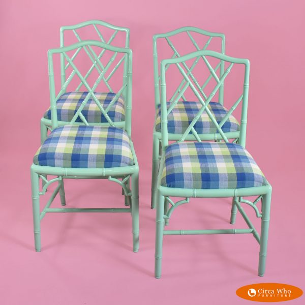 Set of 4 Faux Bamboo Chippendale Chairs