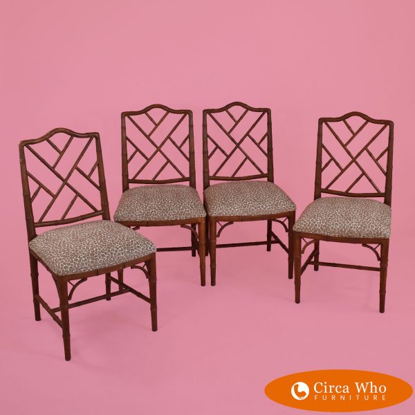 Set of 4 Faux Bamboo Chippendale side chairs