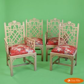 Set of 4 Fretwork Pagoda Dining Chairs