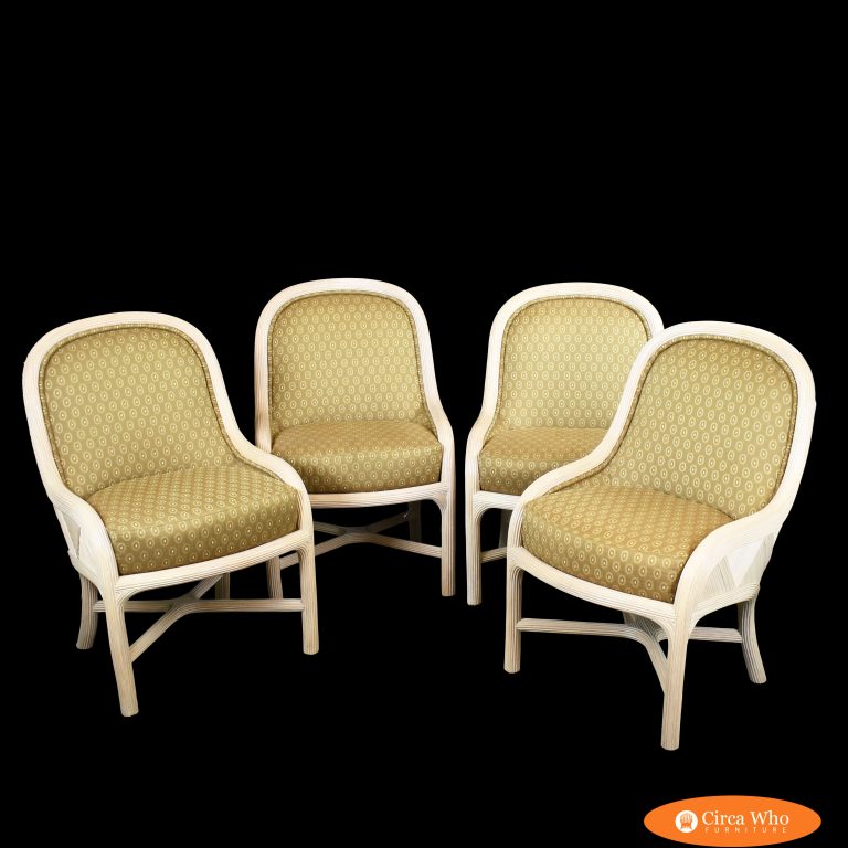 Set of 4 Geometrical Blonde Pencil Reed Dining Chairs