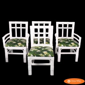 Set of 4 Geometrical White Chairs
