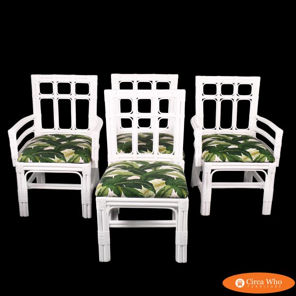 Set of 4 Geometrical White Chairs