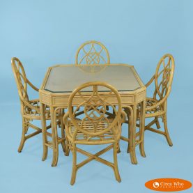 Set of 4 Heckman Rattan Chairs With Table