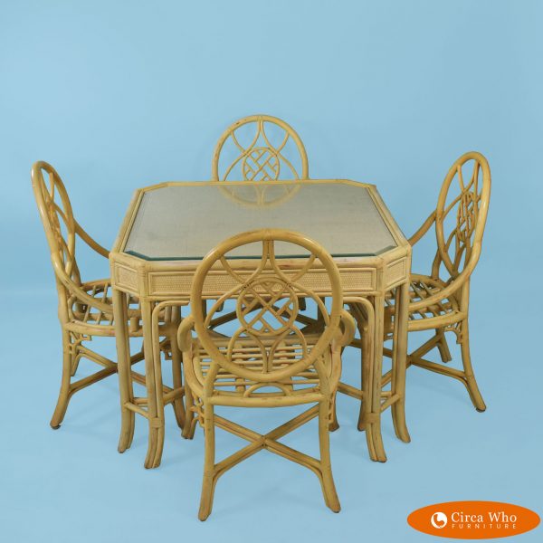 Set of 4 Heckman Rattan Chairs With Table