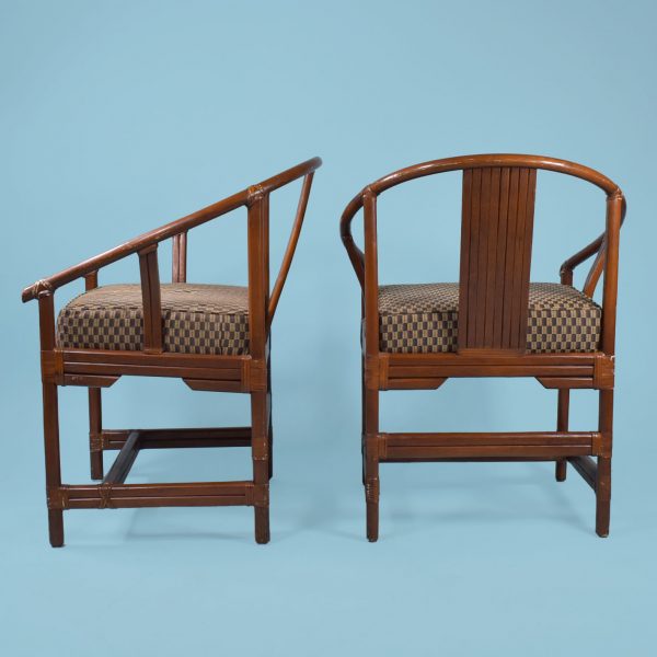 Set of 4 Horsesshoe Rattan Chairs by Ficks Reed