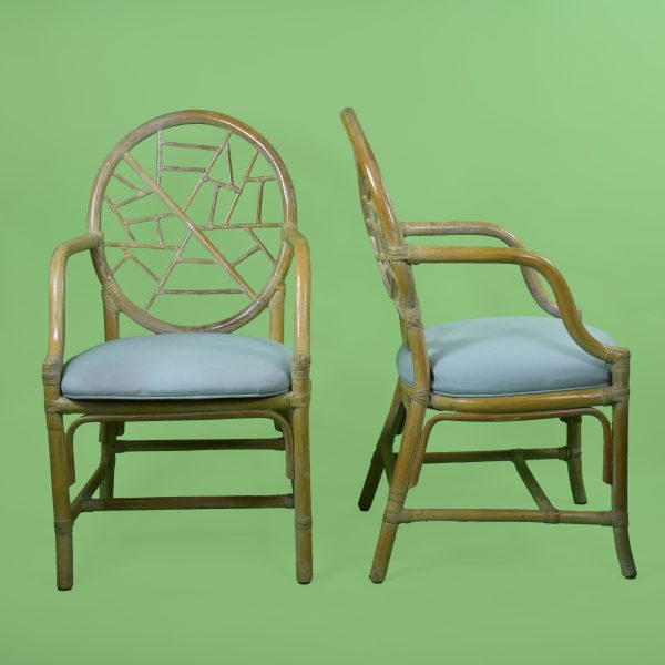 Set of 4 Ice Crackled Rattan Dining Chairs