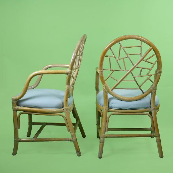 Set of 4 Ice Crackled Rattan Dining Chairs
