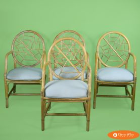 Set of 4 Ice Crackled Rattan Dining Chairs