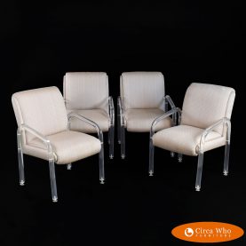 Set of 4 Lucite Arm Chairs By Lion in Frost