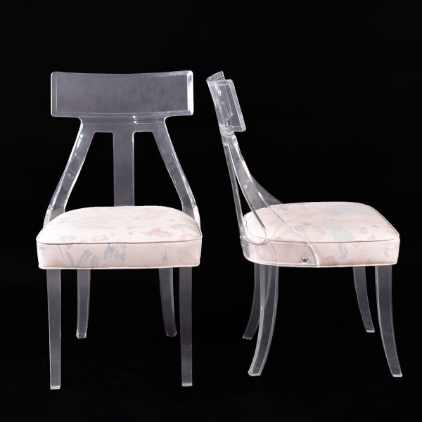 Pair of Lucite Klismos Chairs by Hill Manufacturing