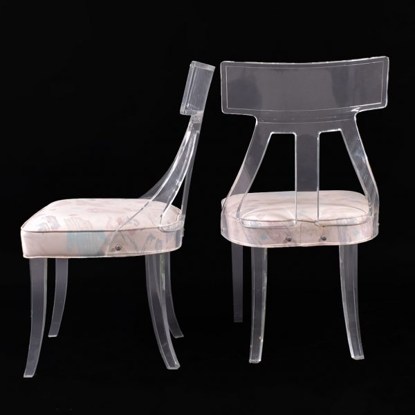 Pair of Lucite Klismos Chairs by Hill Manufacturing