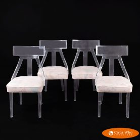 Set of 4 Lucite Klismos Chairs by Hill Manifacturing