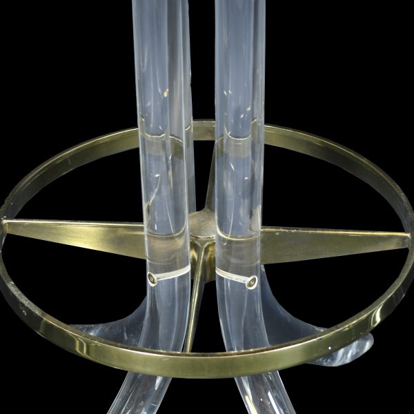 Set of 4 Lucite and Brass Swivel Barstools