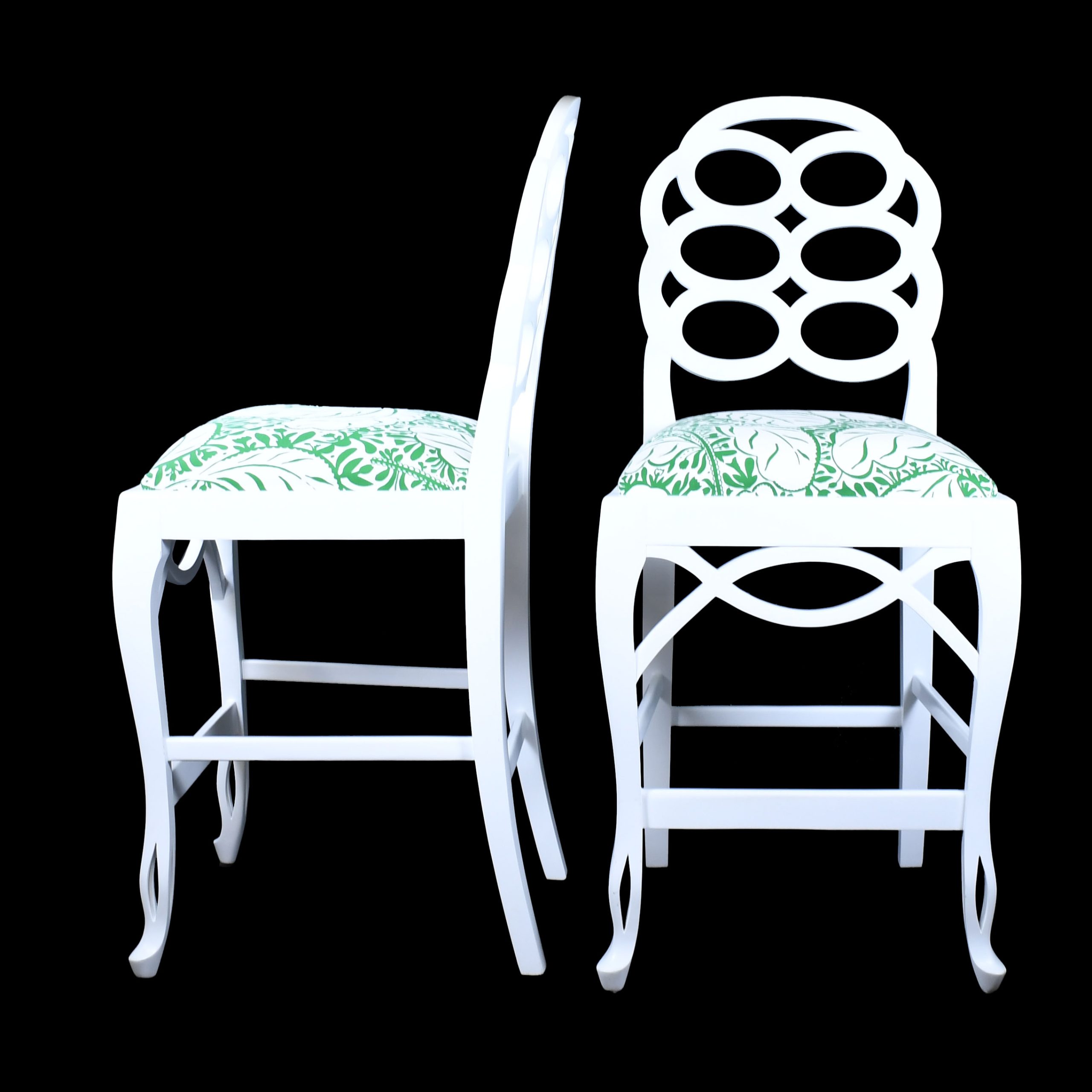 Set of 4 Newly Upholstered Loop Bar Stools