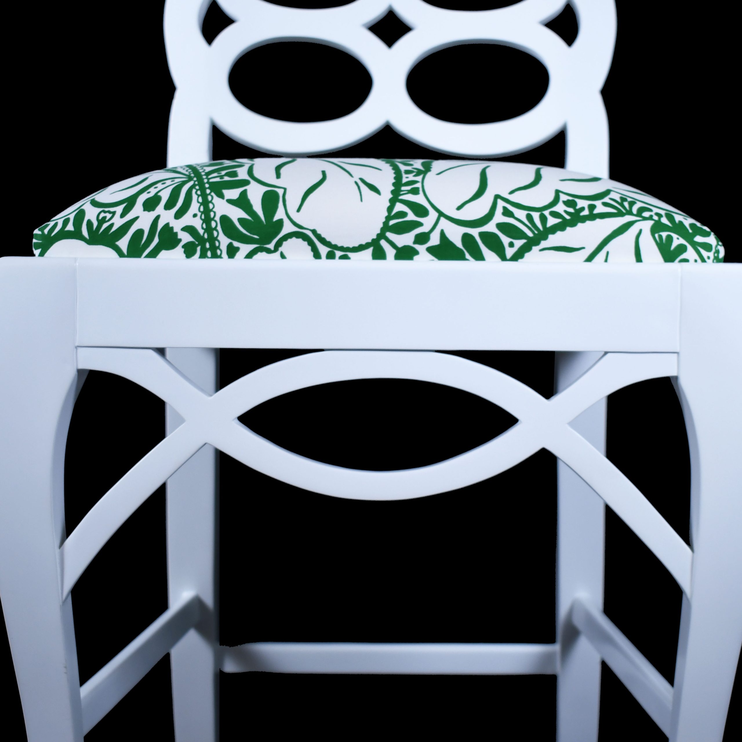 Set of 4 Newly Upholstered Loop Bar Stools