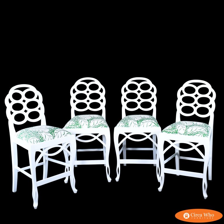 Set of 4 Newly Upholstered Loop Bar Stools