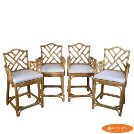 Set of 4 Rattan Dale Counter Stools