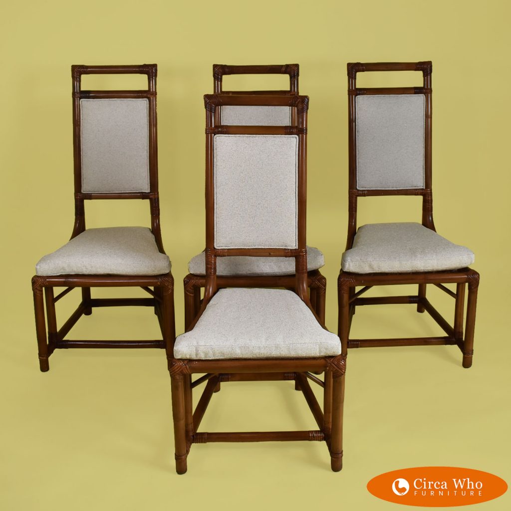 Set of 4 Rattan Dining Chairs by Henry Olko for Willow Reed Circa Who