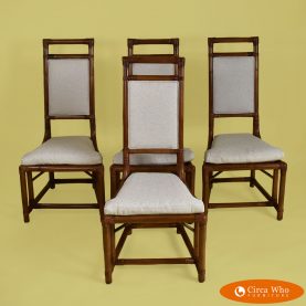 Set of 4 Rattan Dining Chairs by Henry Olko for Willow Reed