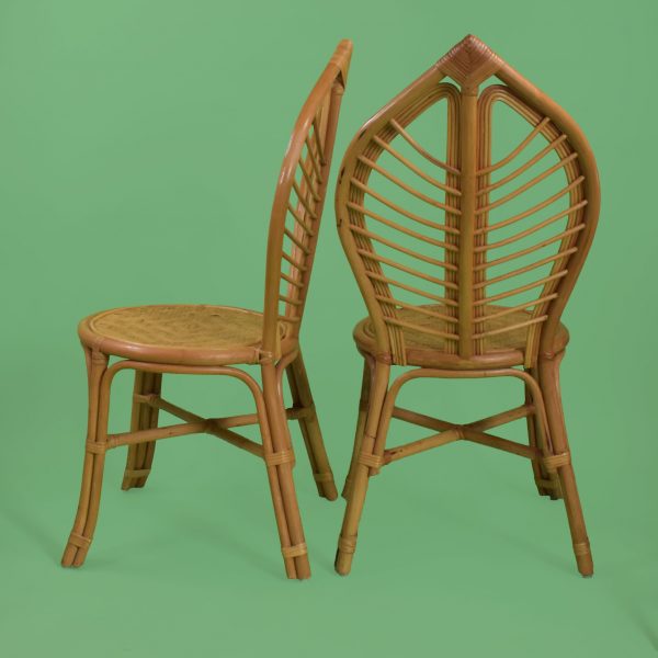 Set of 4 Rattan Leaves Chairs