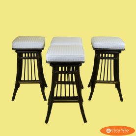 Set of 4 Rattan Swivel Stools by Willow & Reed