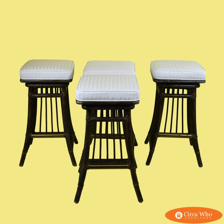 Set of 4 Rattan Swivel Stools by Willow & Reed