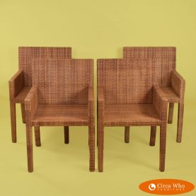 Set of 4 Rattan Wrapped Arm Chairs Bielecky Brothers Styles